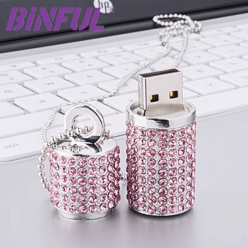 USB Flash Drive 512GB Pendrive 64GB 128GB 256GB 1T Pen Drive U Disk USB Drive Irish Diamond Crystal Memory Necklace Stick