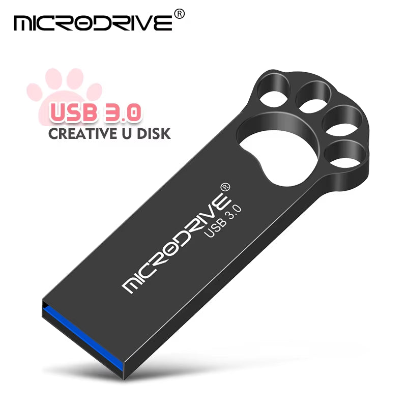 Cat Claw Metal USB 3.0 Flash Drive 16GB 32GB Pen Drive Waterproof Pendrive 64GB 128GB Thumb Drive U Disk Memory Stick Gift